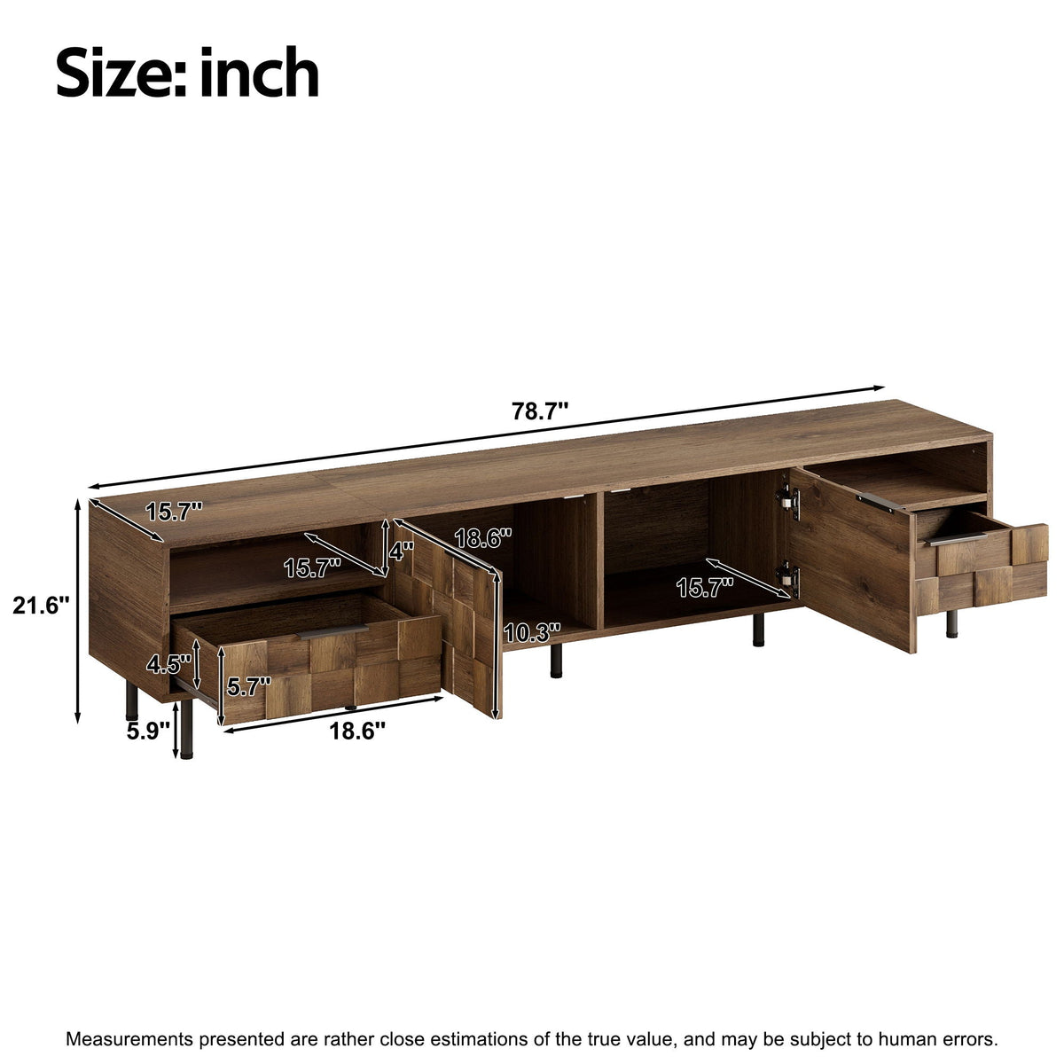 MRS Natural Finish TV Stand with 2 Drawers for TVs Up to 85" - view 2