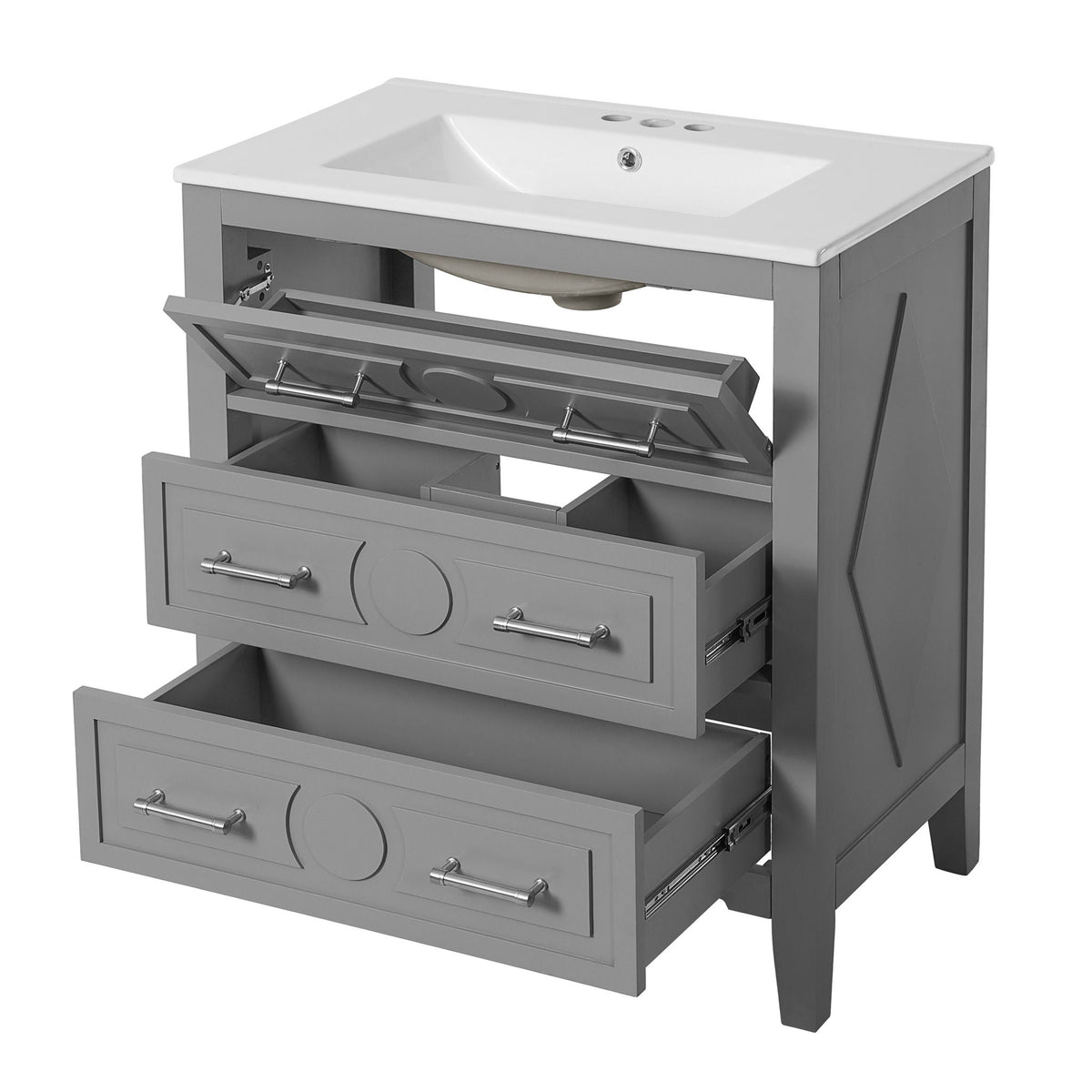 MRS Retro Bathroom Vanity with Sink Combo in Dark Gray