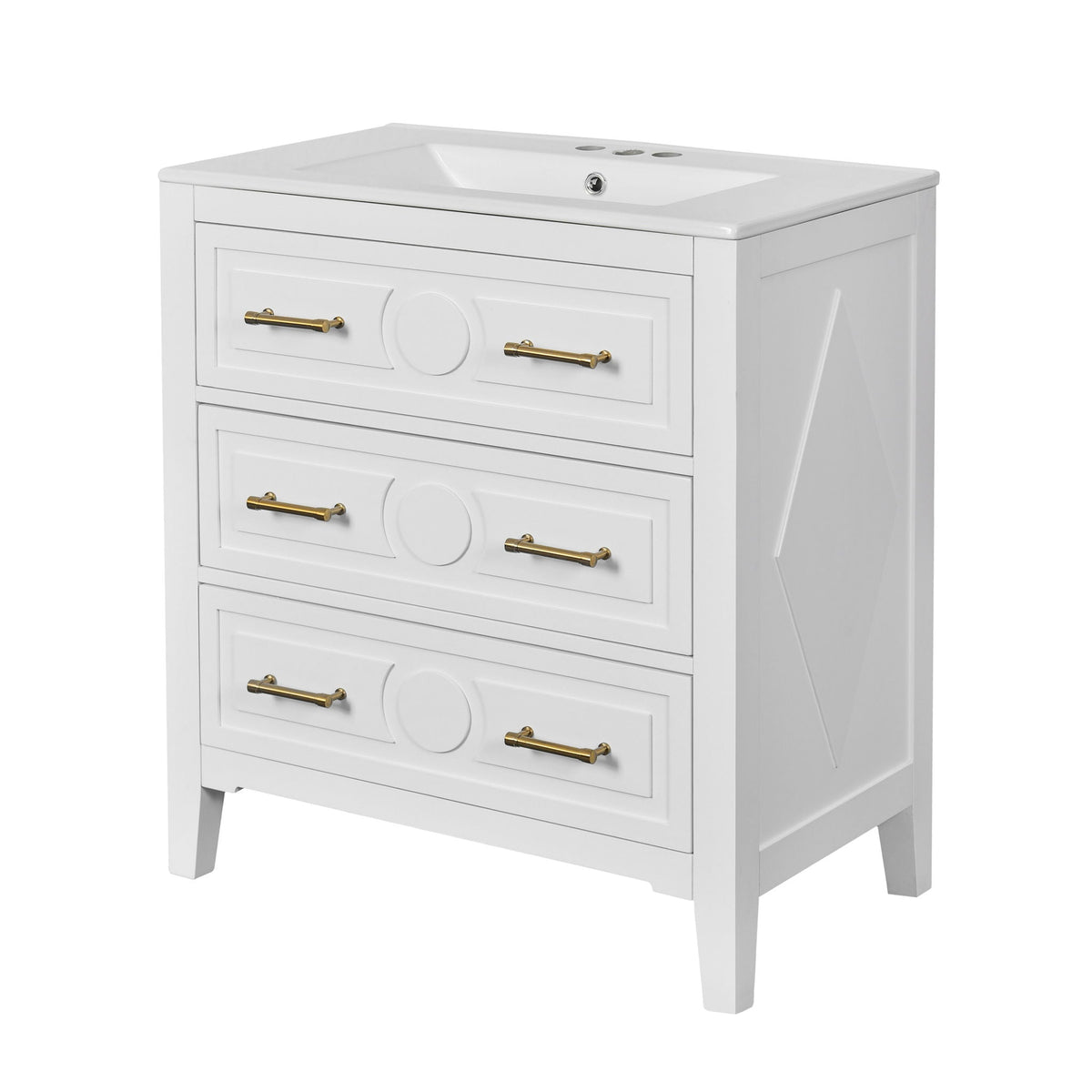MRS Retro Bathroom Vanity with Sink Combo in White