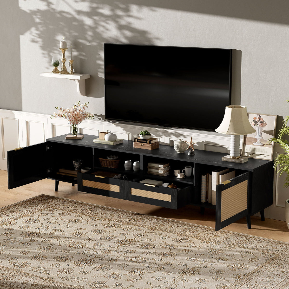 MRS TV Stand Media Console with Cable Management