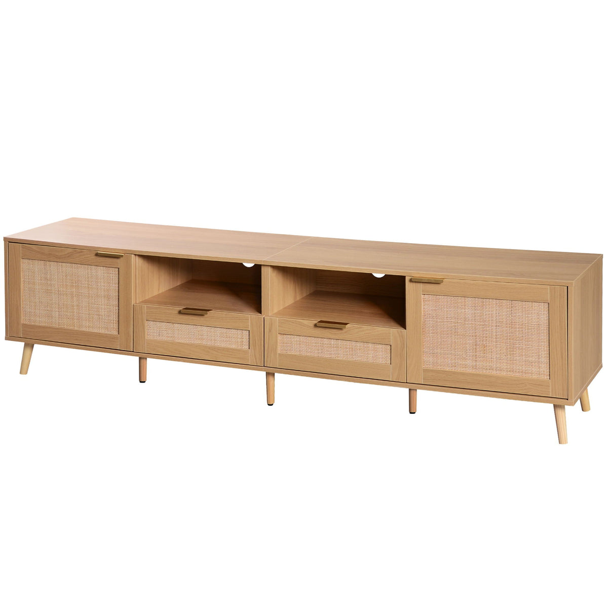 MRS TV Stand Media Console with Cable Management in Light Brown - view 2