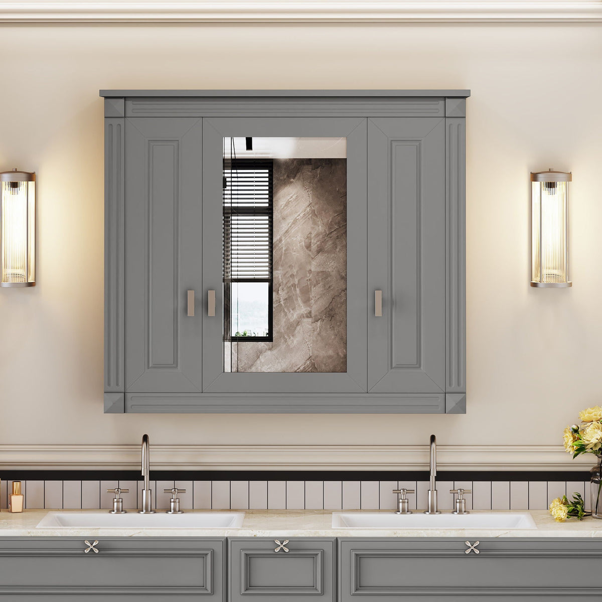 MRS Wall Mounted Bathroom Cabinet with Mirror and 4 Shelves - view 4