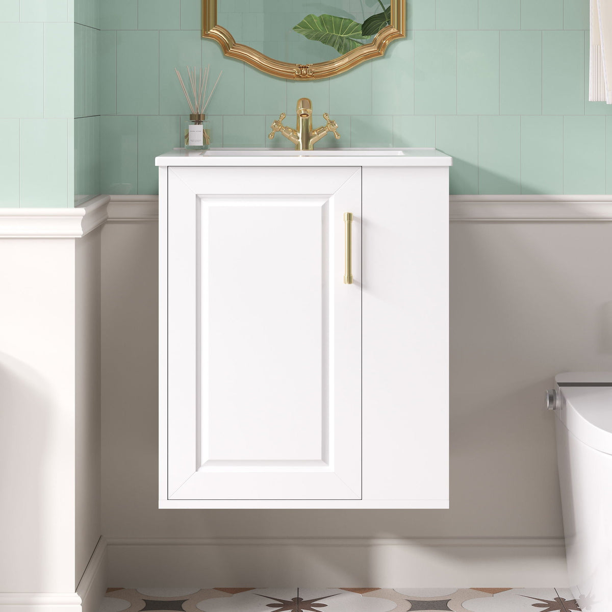 MRS Wall Mounted Bathroom Cabinet with Side Shelf and Sink - view 2