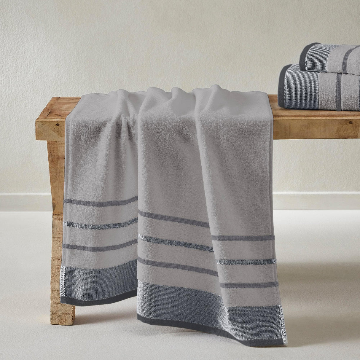 Decorative Cotton Stripe Bath Towel Set - Noelle Collection