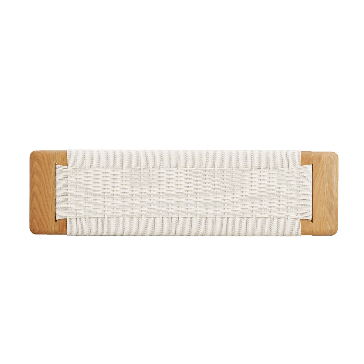 Natural Oak Wood Dining Bench with Handwoven Cane Seat - view 6