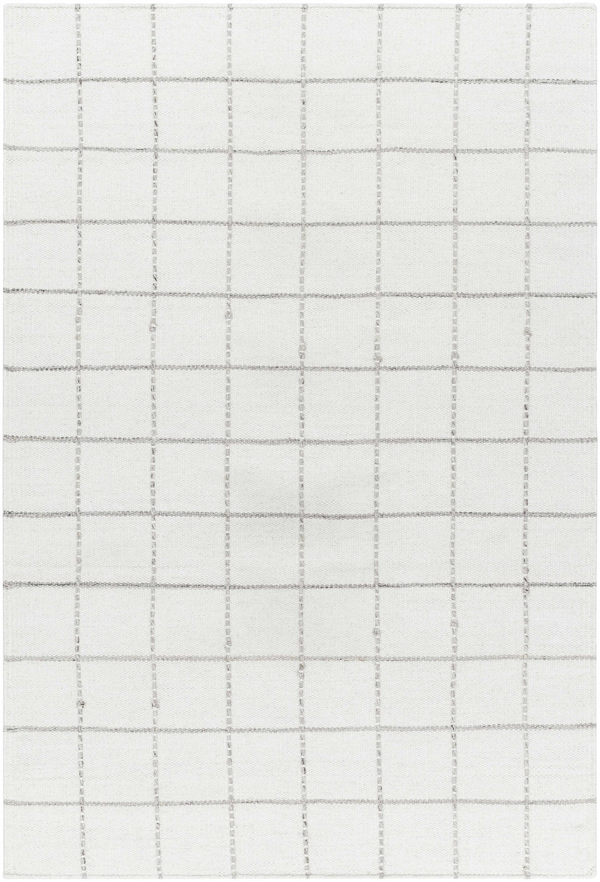 Nissa White Gray Checkered Wool Rug