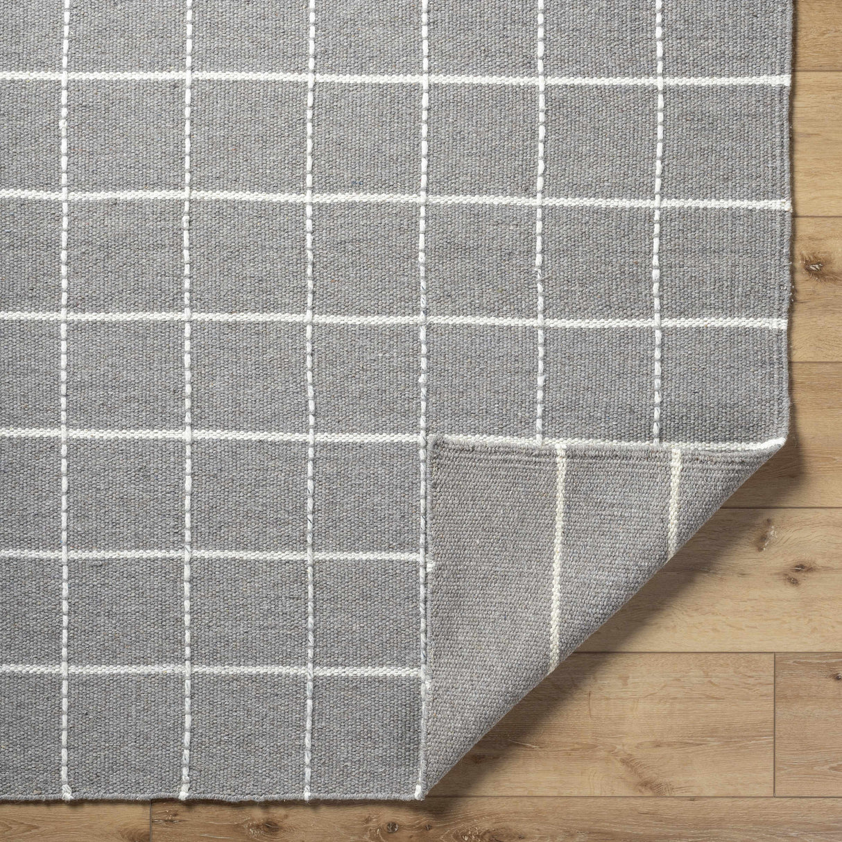 Nissa Gray Checkered Wool Rug
