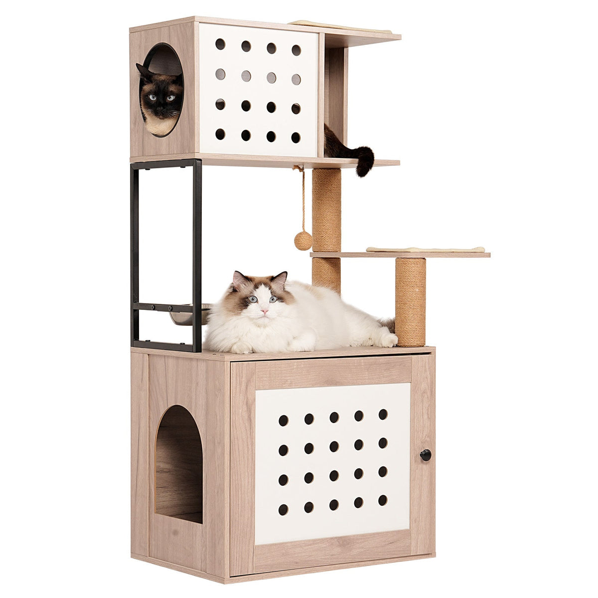 Need Pet furniture Cat Tree with Litter Box Enclosure and Large Hammock - view 10