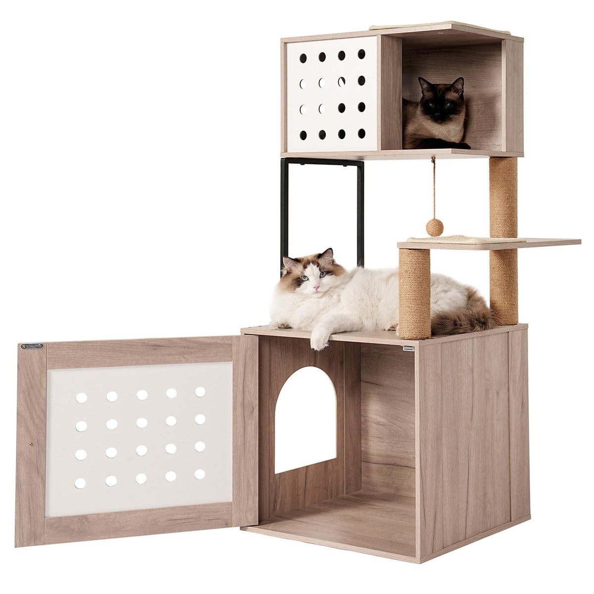 Need Pet furniture Cat Tree with Litter Box Enclosure and Large Hammock - view 8