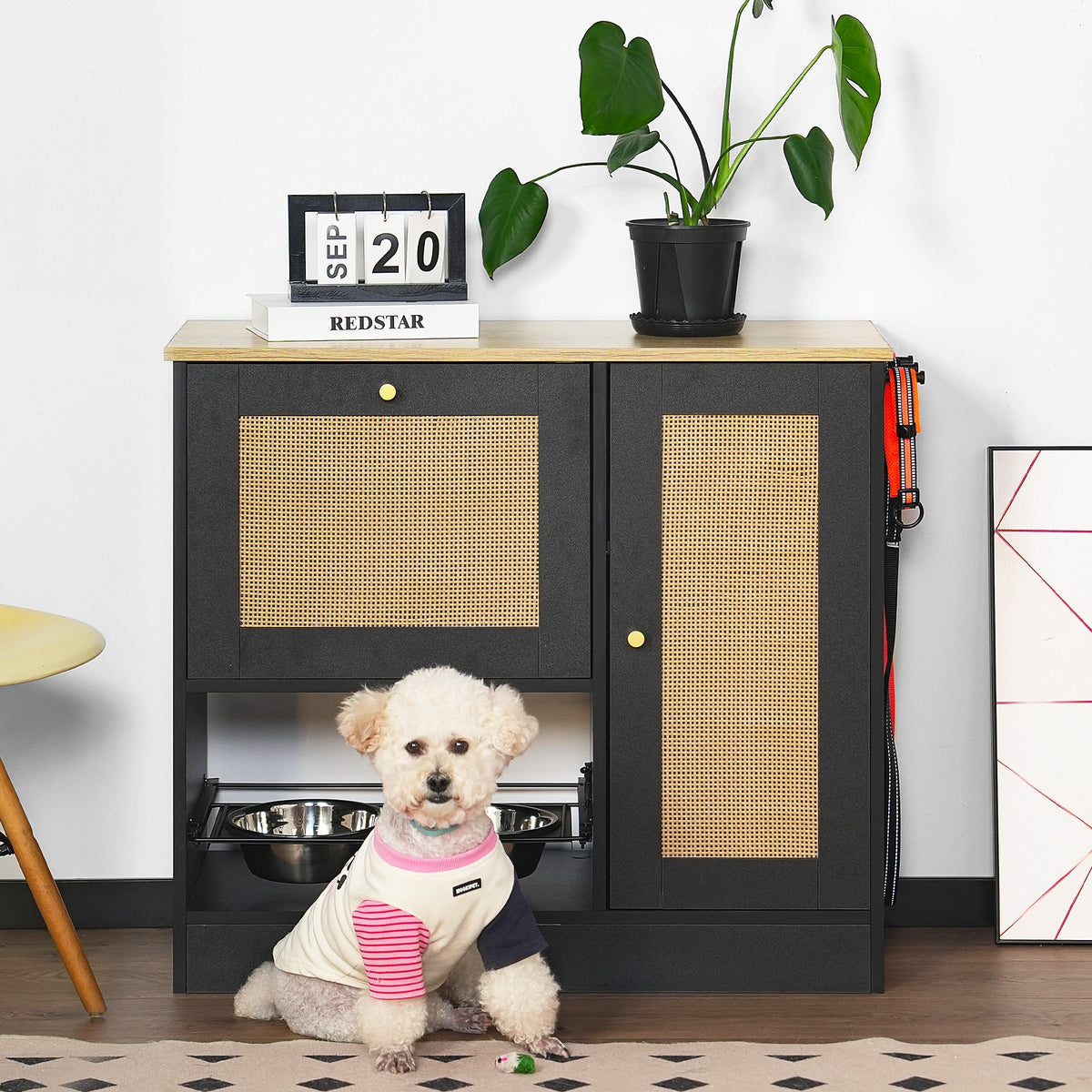 Need Pet furniture Feeding Station with 2 Lockers and Elevated Bowls