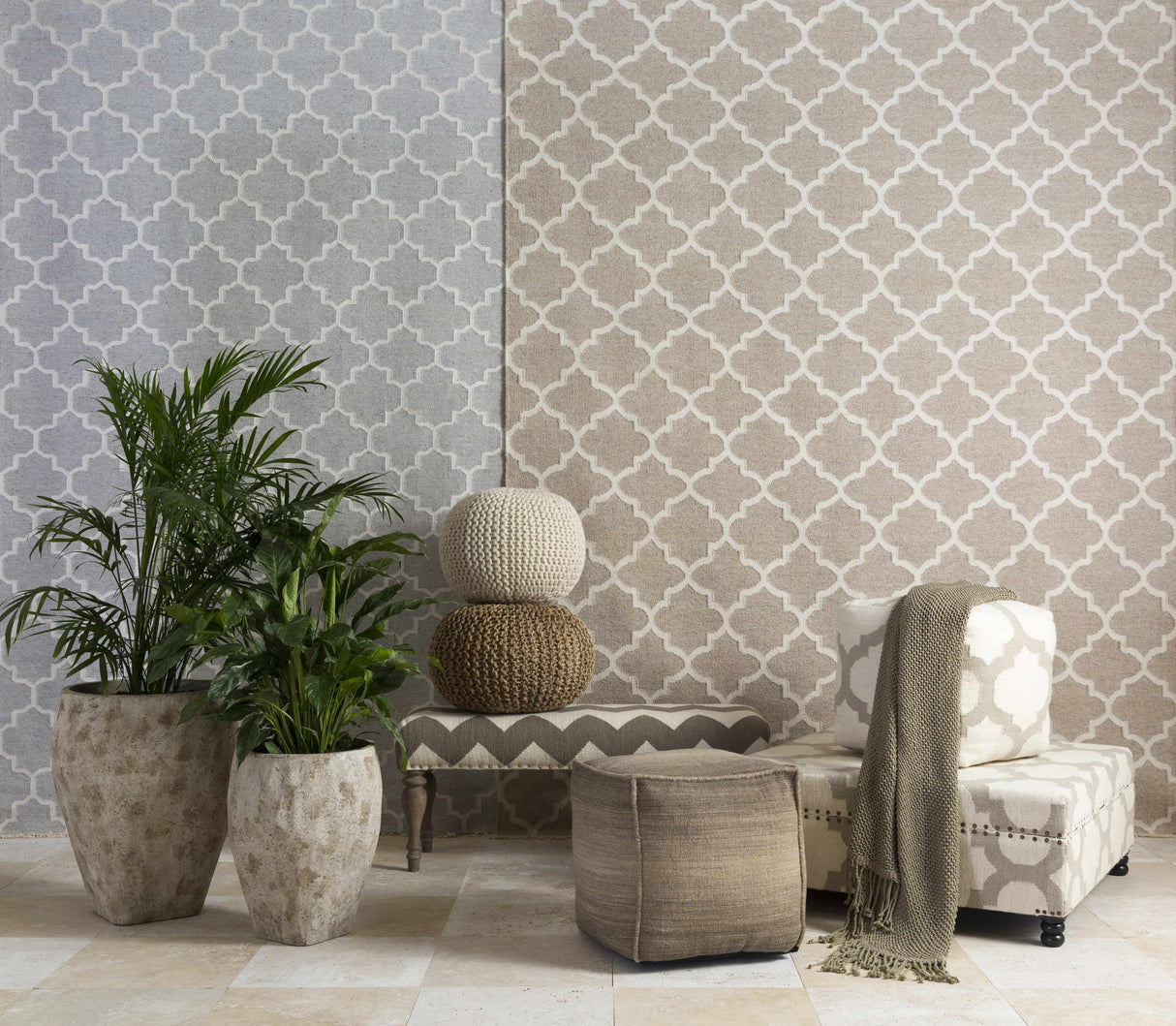 Cardin Charcoal Trellis Wool&Viscose Rug - Clearance