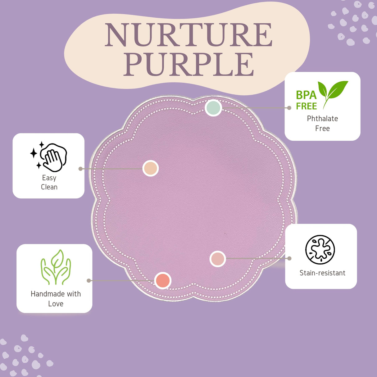 NURTURE PURPLE SCALLOPED FAUX LEATHER PLACEMAT
