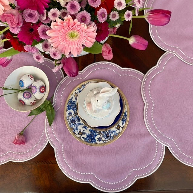 NURTURE PURPLE SCALLOPED FAUX LEATHER PLACEMAT