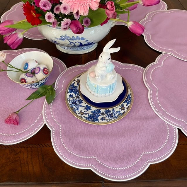 NURTURE PURPLE SCALLOPED FAUX LEATHER PLACEMAT