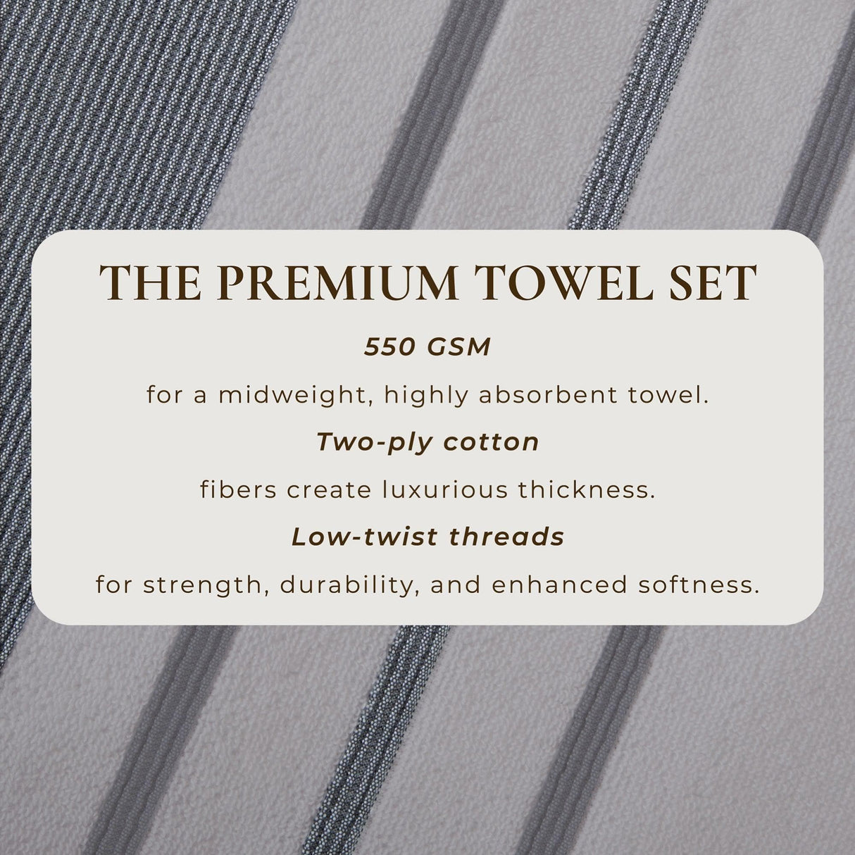 Decorative Cotton Stripe Bath Towel Set - Noelle Collection