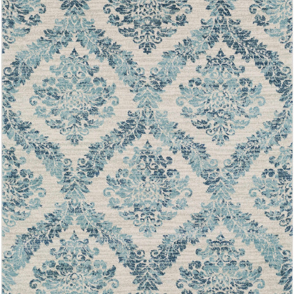Oaklyn Teal Floral Diamonds Rug