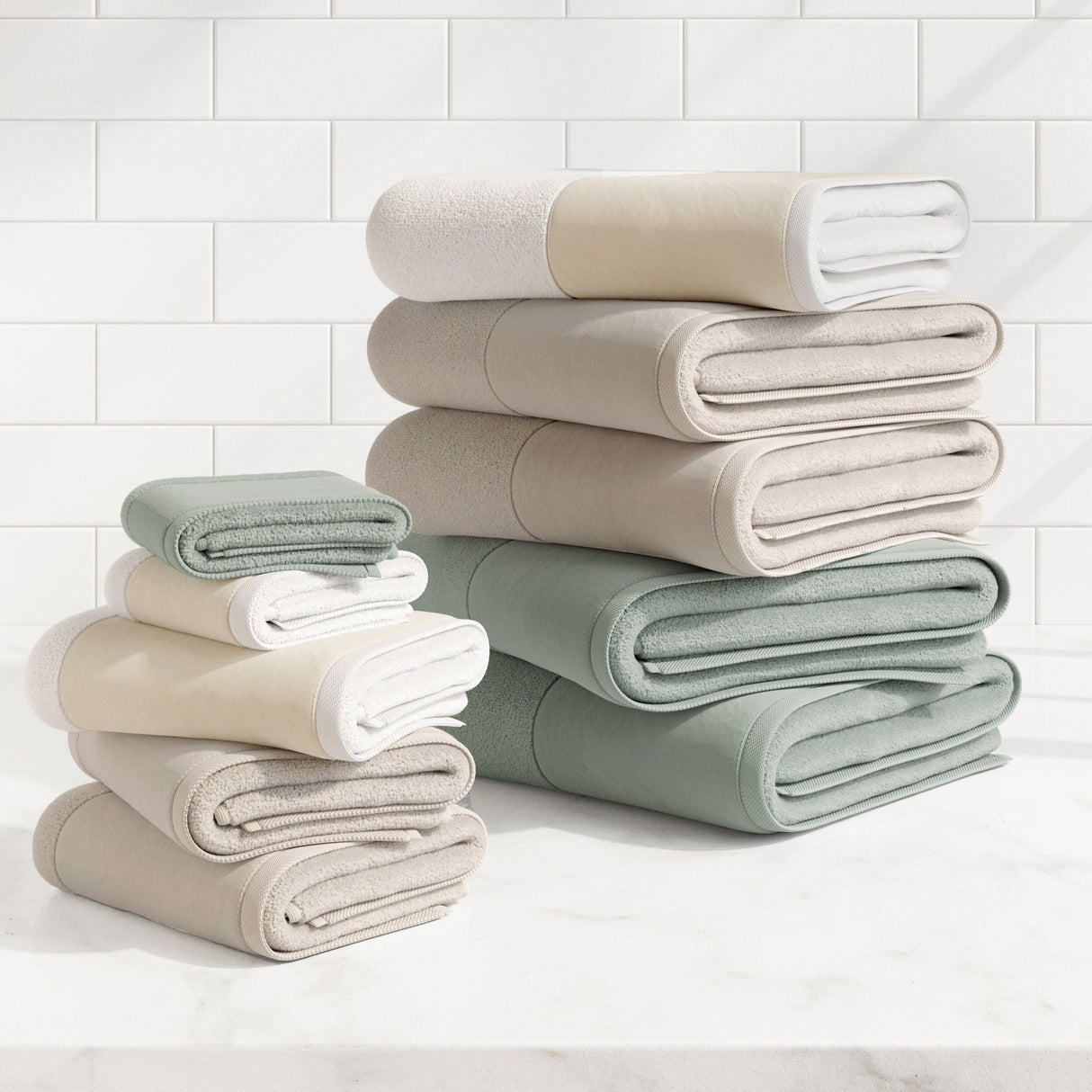 Cotton Linen-Like Border 6-Piece Towel Set - Priya Collection