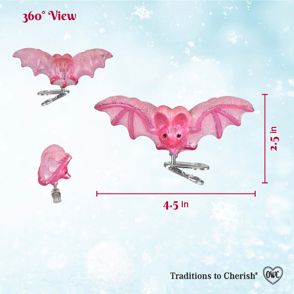 Old World Christmas Shimmering Pink Bat Ornament - view 6