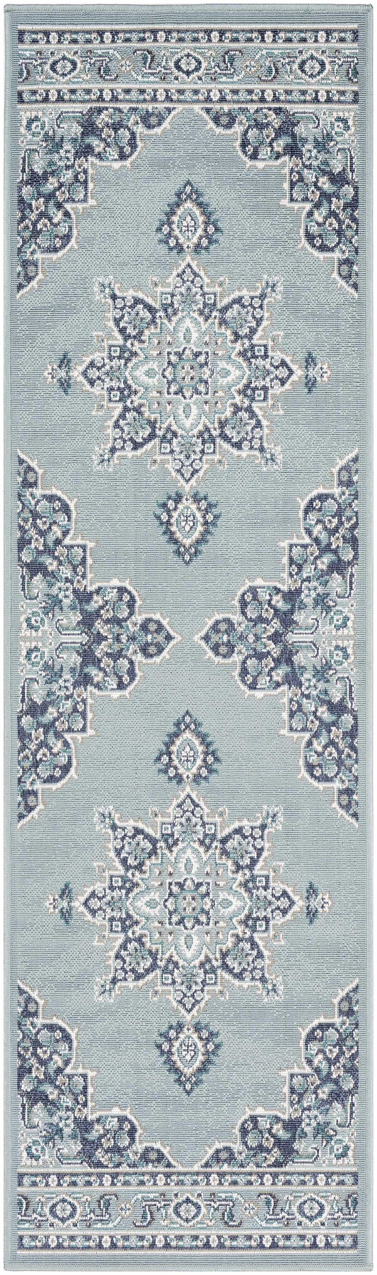 Orla Pale Blue Medallion Area Rug - Clearance