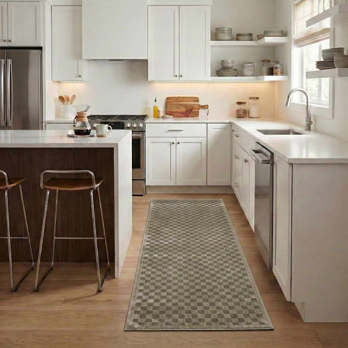 Gaiwan Olive Green Washable Area Rug