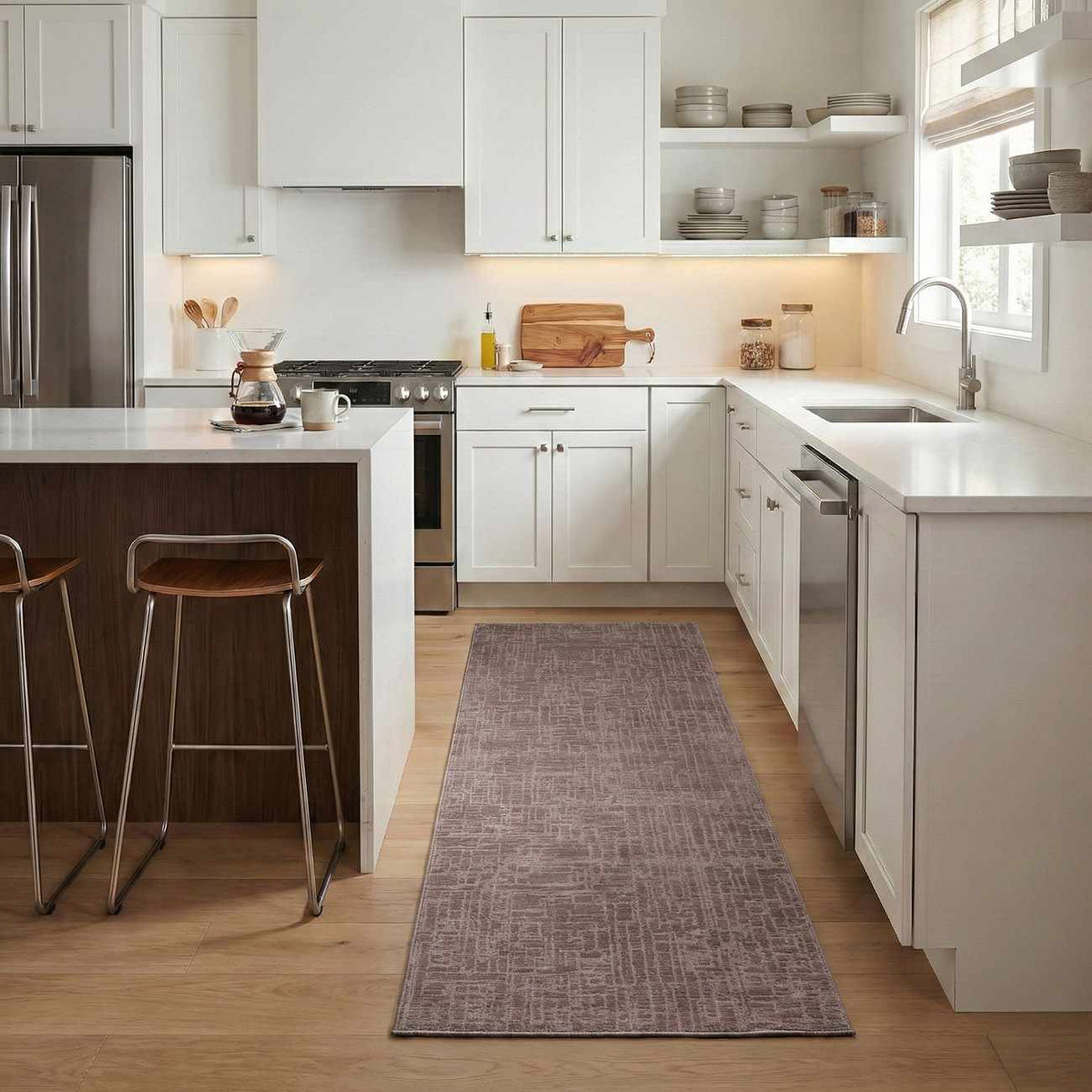 Leanna Light Brown Washable Area Rug