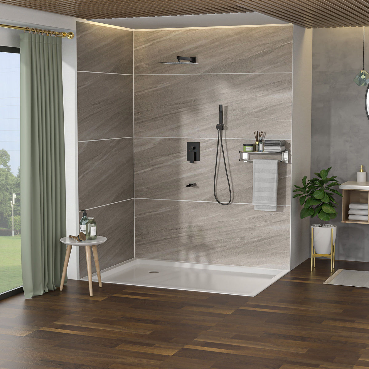 Oumuch 10-Inch Wall Mounted Square Shower System with Rough In Valve