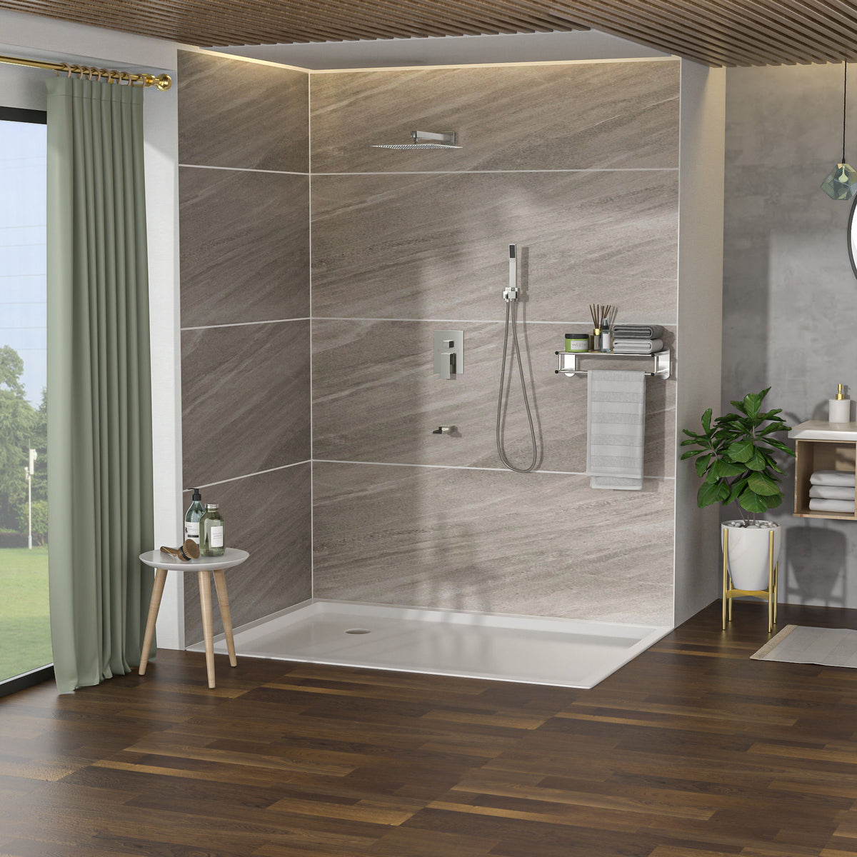 Oumuch 10-Inch Wall Mounted Square Shower System with Rough In Valve - view 2
