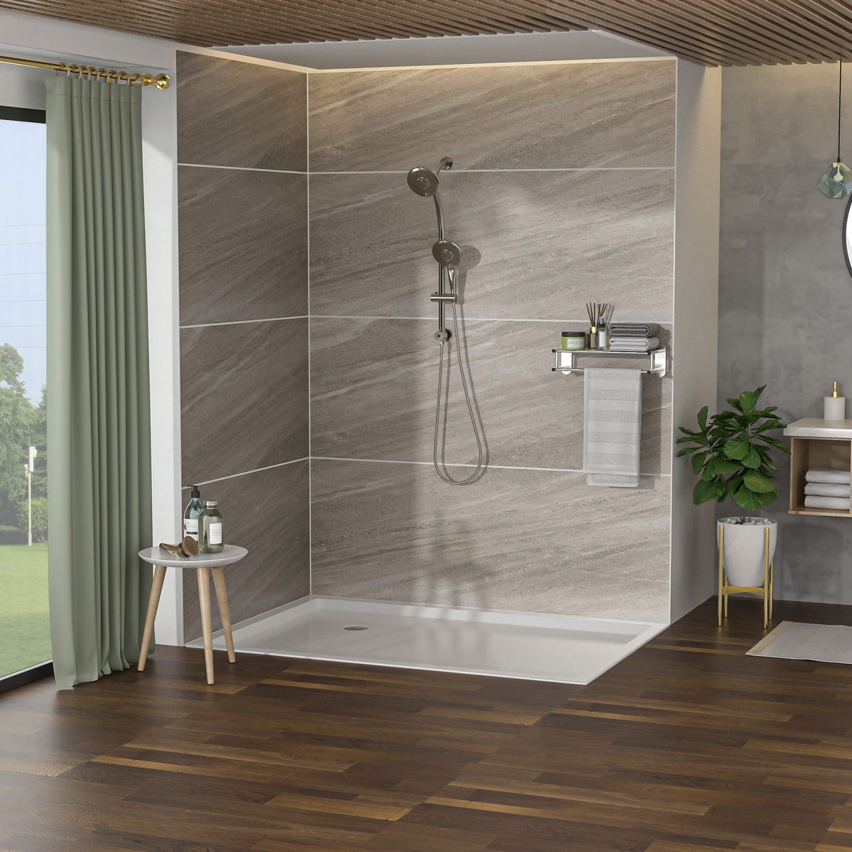 Oumuch Dual Shower Head with Adjustable Slide Bar and Multi Function Settings - view 5