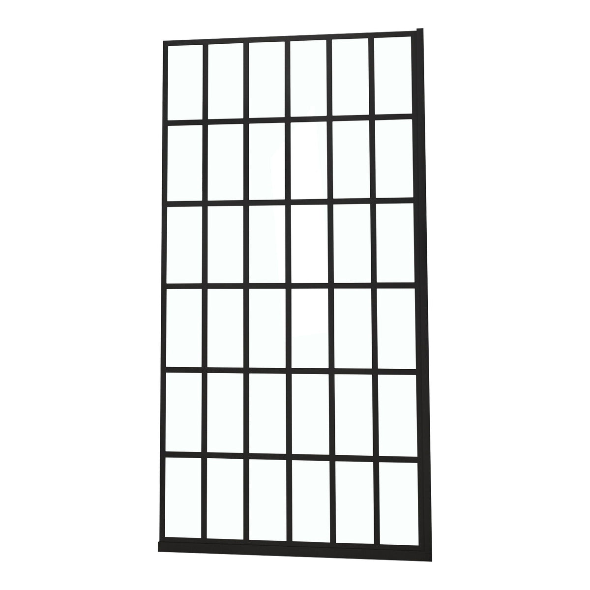 Oumuch Frameless Fixed Shower Door with Open Entry Design in Black - view 2