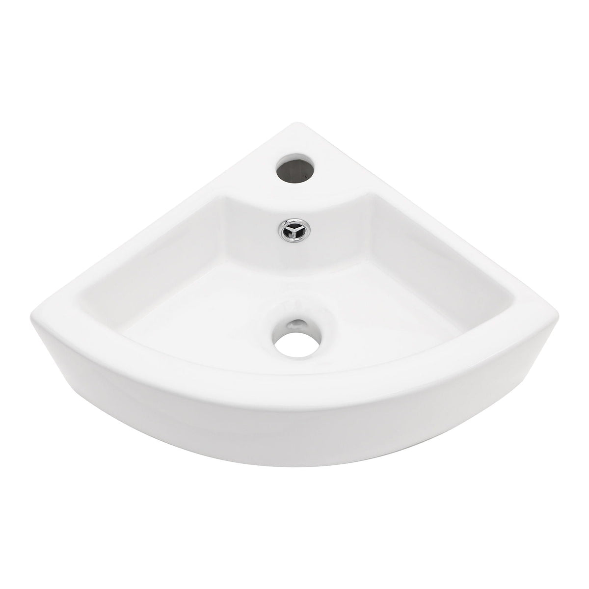 Oumuch Triangle Porcelain Wall Mount Vessel Sink with Overflow