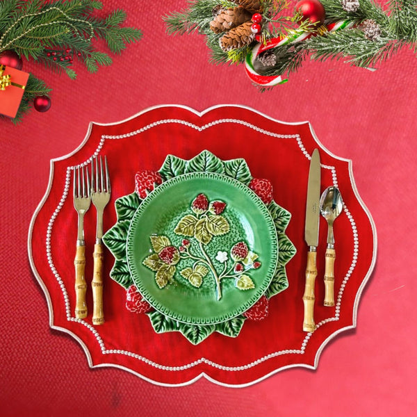 Crimson Red Oval Fabric Placemat