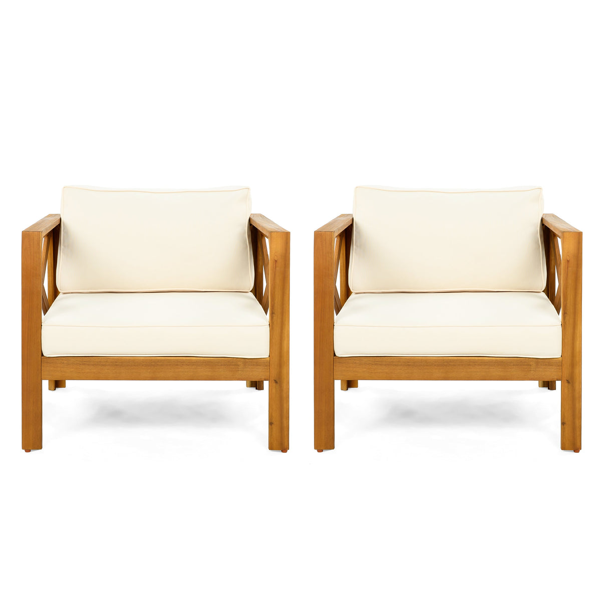 Patio Conversation Set with Acacia Wood Armchairs and End Table - view 5