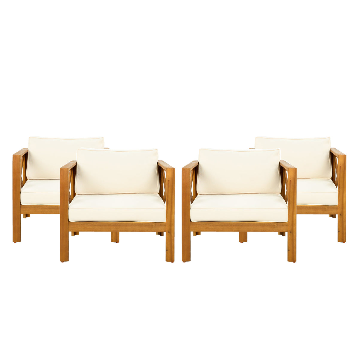 Patio Conversation Set with Acacia Wood Armchairs and End Table - view 6