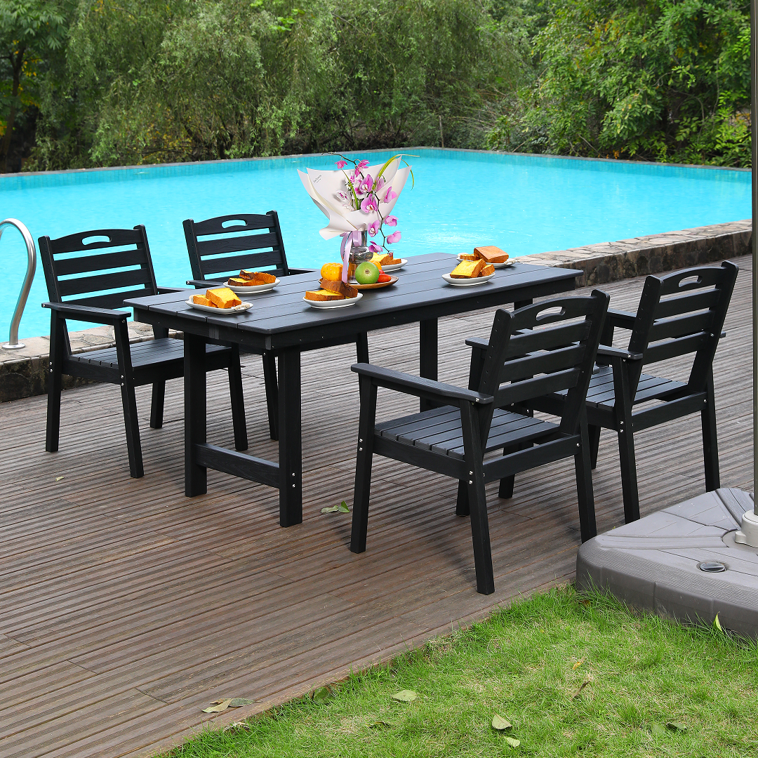 Patio Life HDPE Outdoor Patio Dining Set with Table and Four Chairs - view 2
