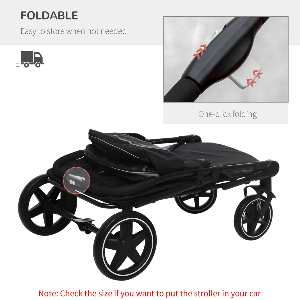 PawHut Foldable Doggy Stroller for Medium Large Dogs and Cats - view 5
