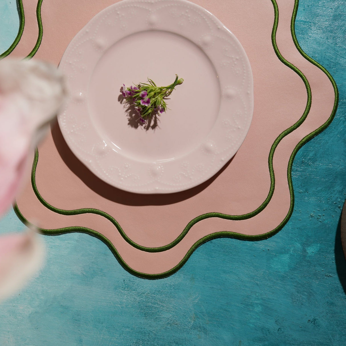 Haven Pink Wavy Edge Faux Leather Placemats