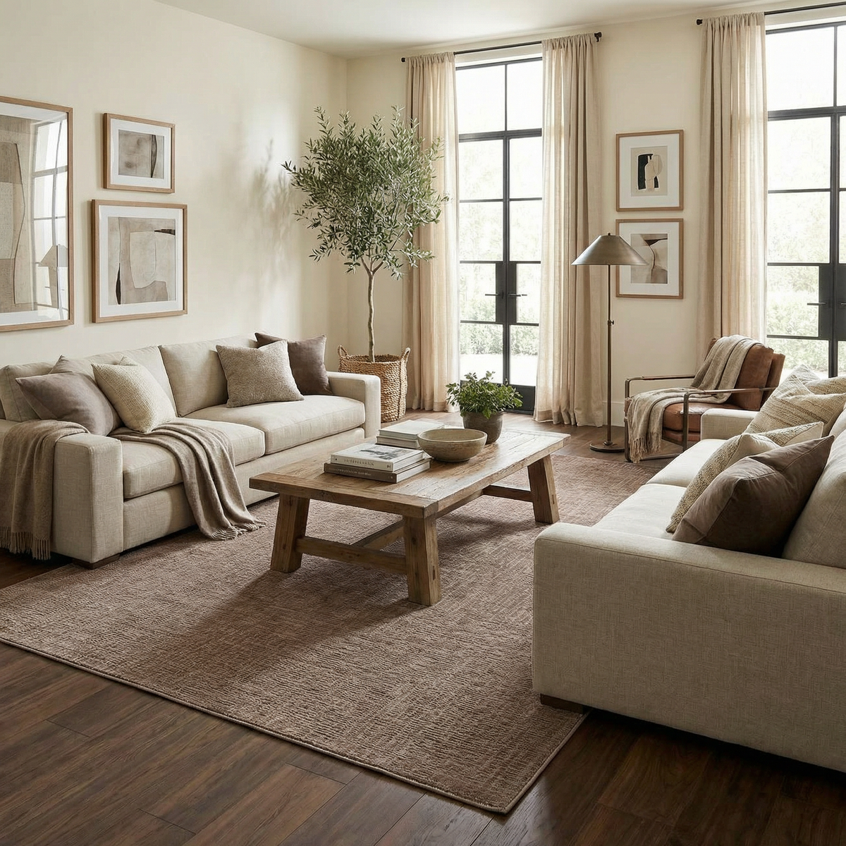 Leanna Light Brown Washable Area Rug