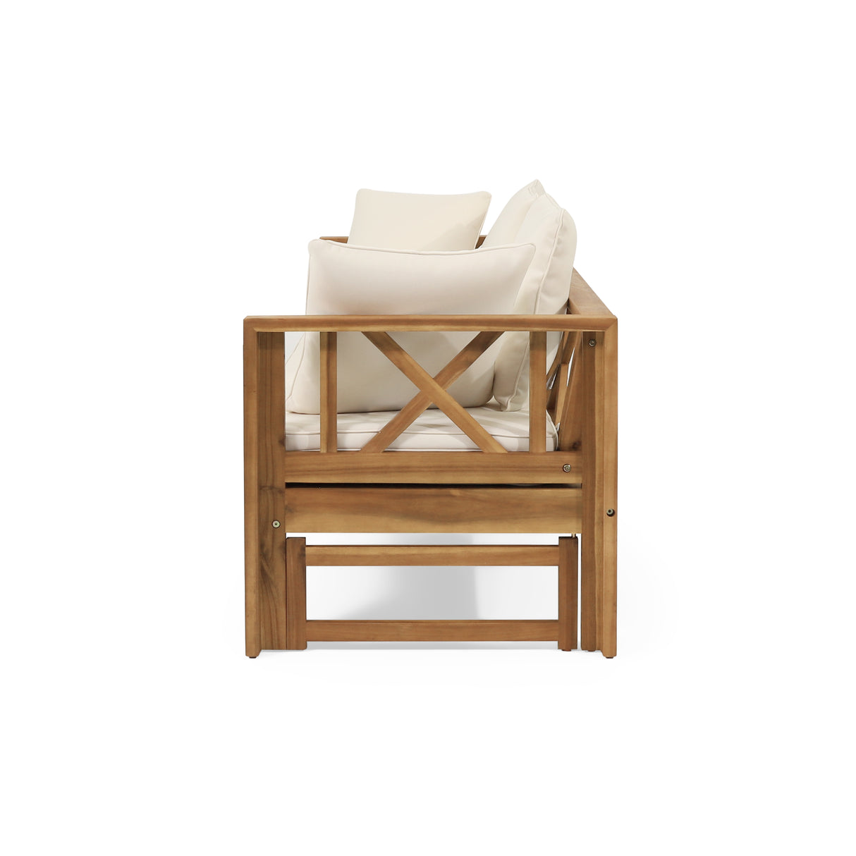Outdoor Extendable Acacia Wood 3 Seater Sofa
