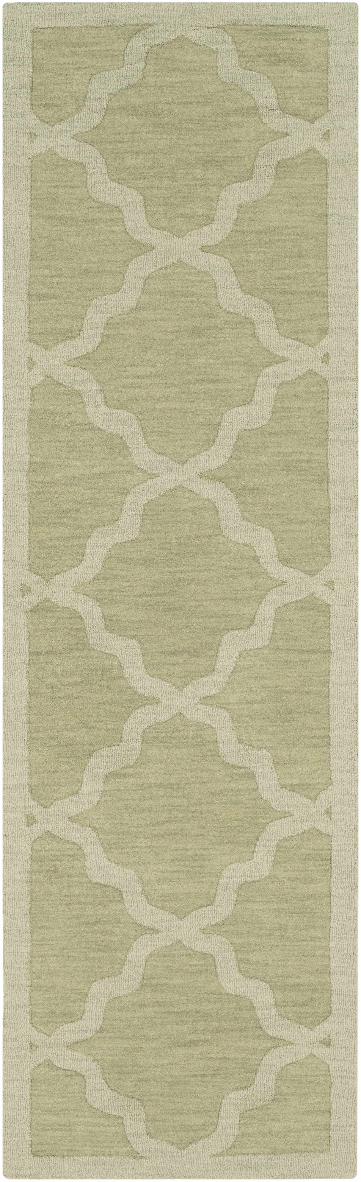 Rialto Olive Green Embossed Wool Rug - Clearance