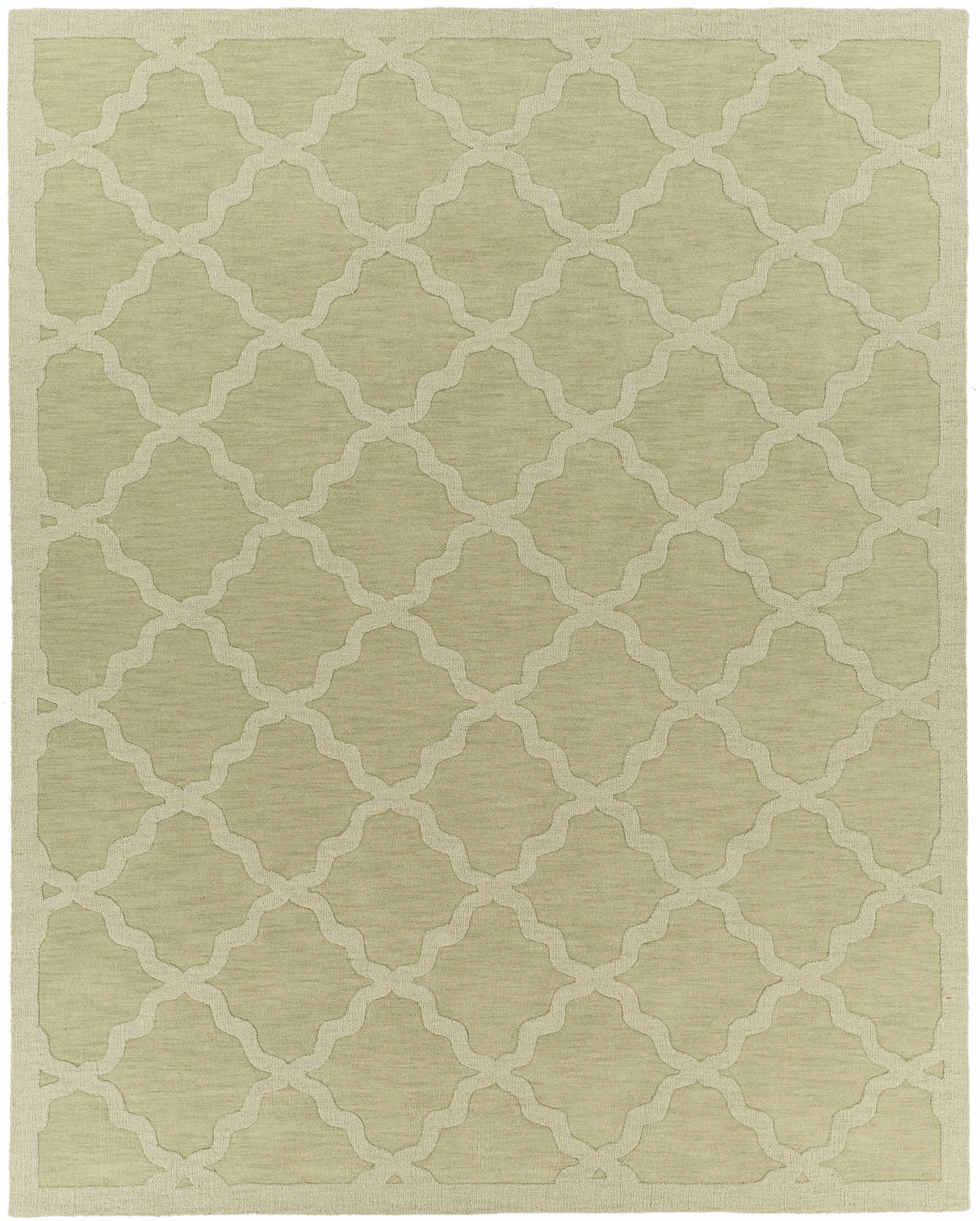 Rialto Olive Green Embossed Wool Rug - Clearance