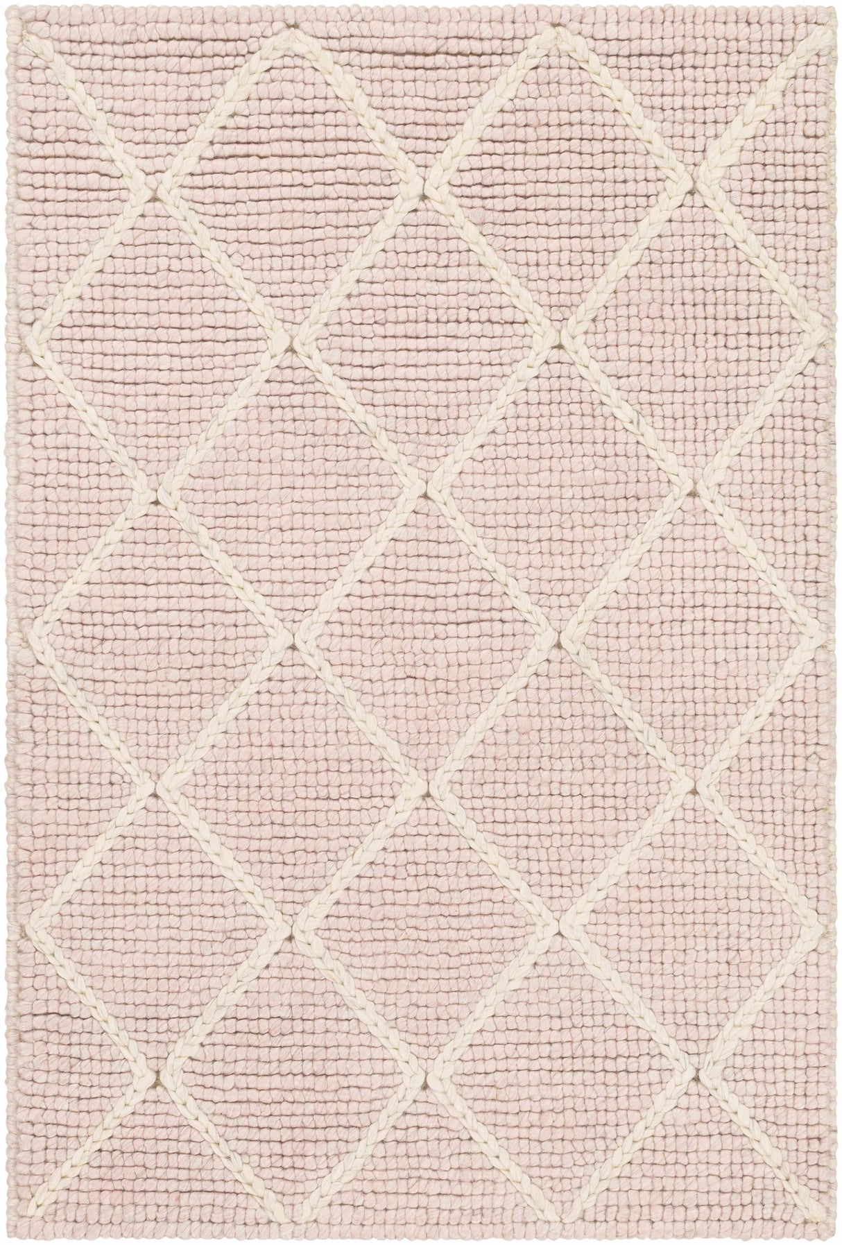 Riceville Pink Trellis Wool&Viscose Rug - Clearance