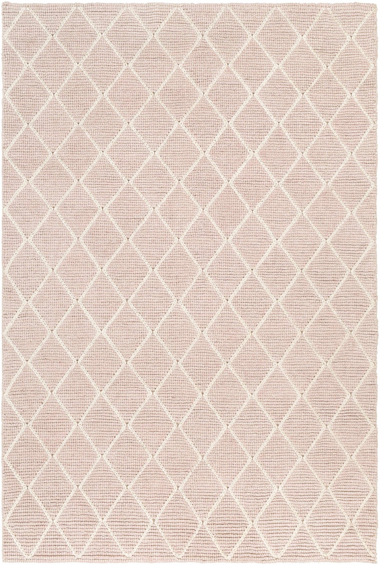 Riceville Pink Trellis Wool&Viscose Rug - Clearance