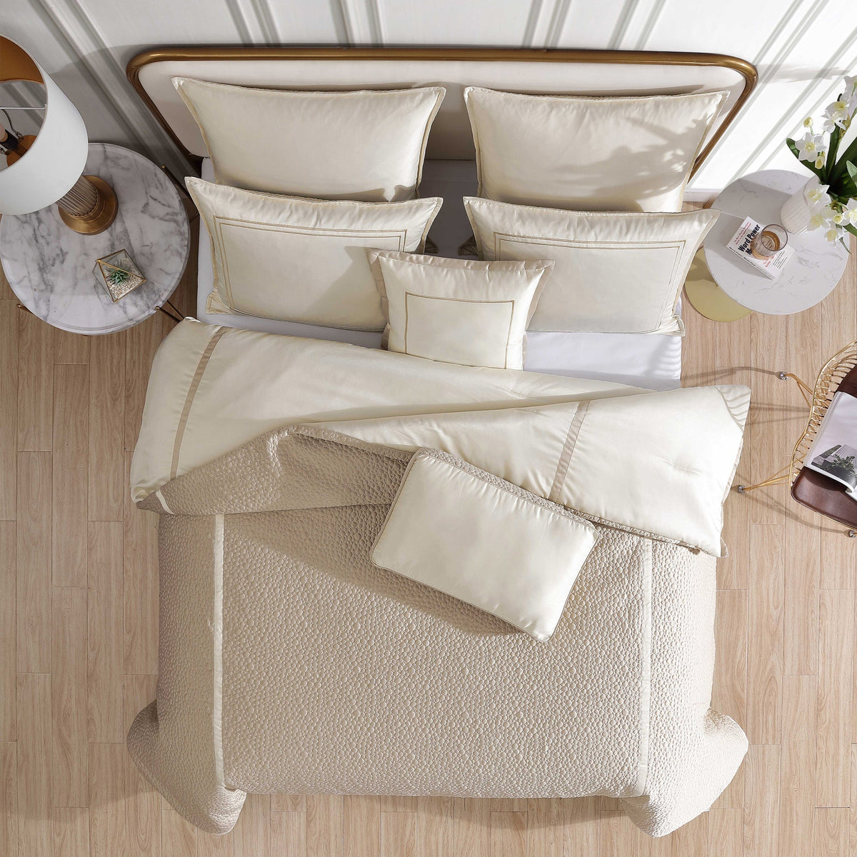 Riverbrook Home Rings 7 PC Reversible Matte Satin Comforter Set with Circle Quilting - view 7