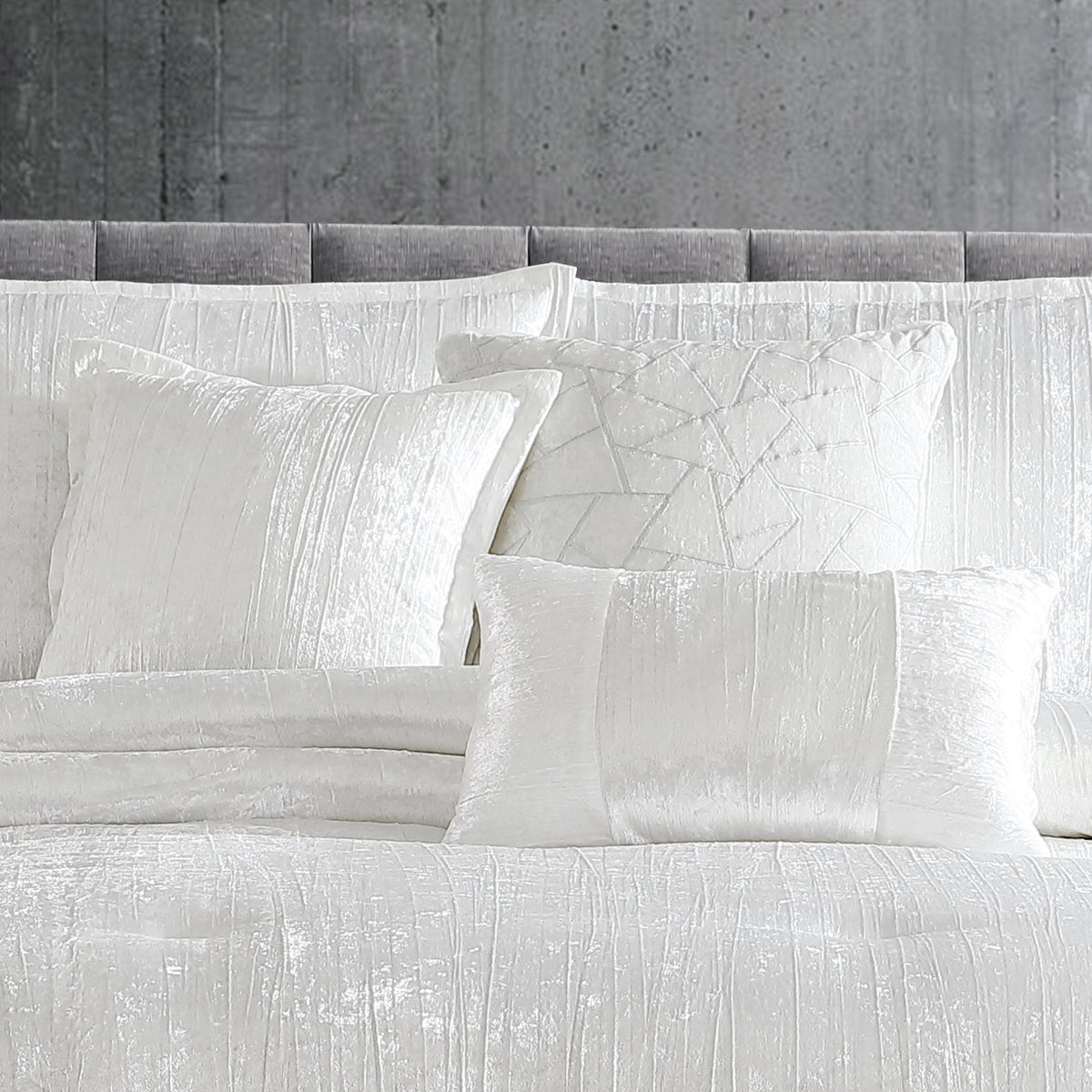 Riverbrook Home Turin 7 Piece White Crinkle Velvet Comforter Set with Plush Polyester Filling - view 2