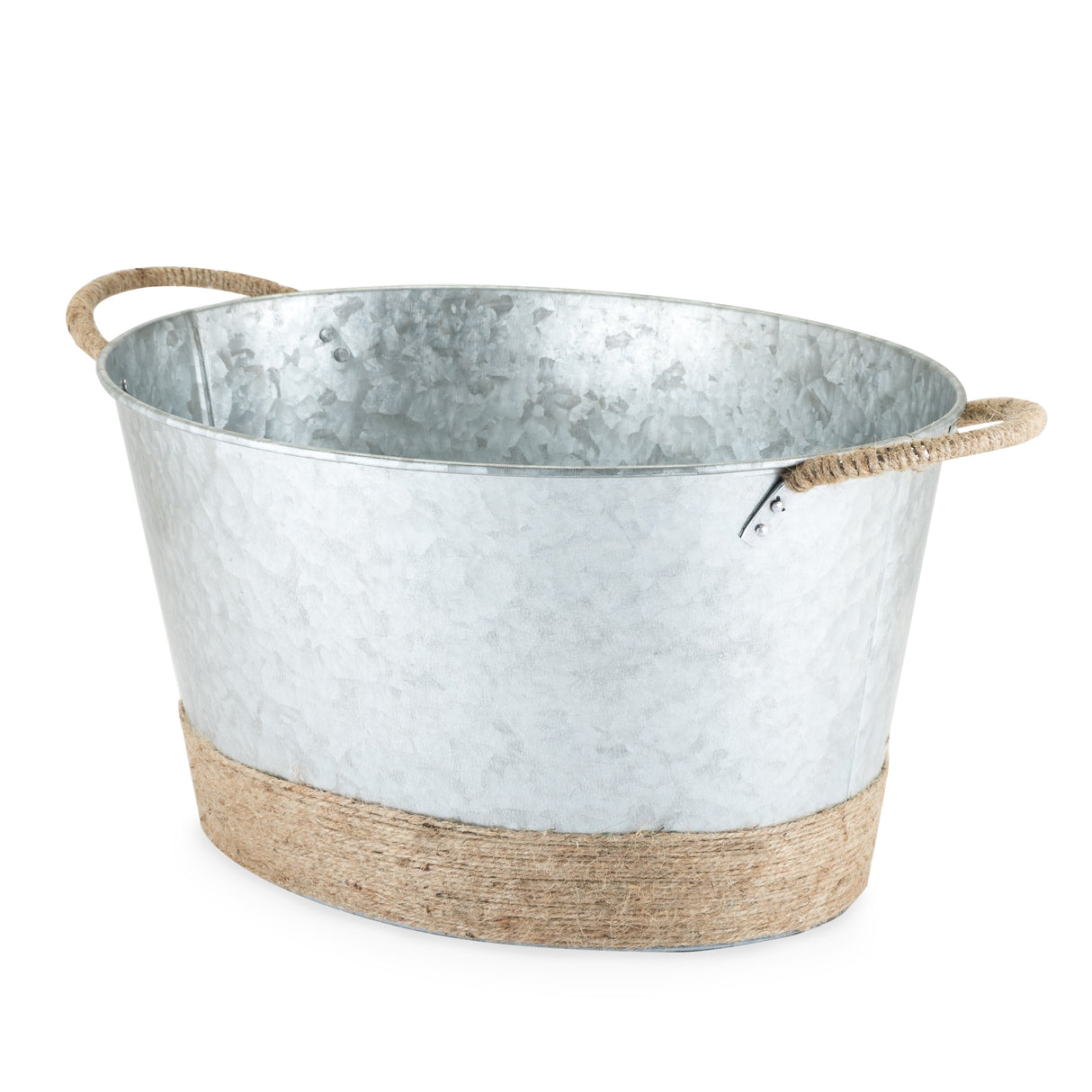 Jute Rope Wrapped Galvanized Tub Ice Bucket