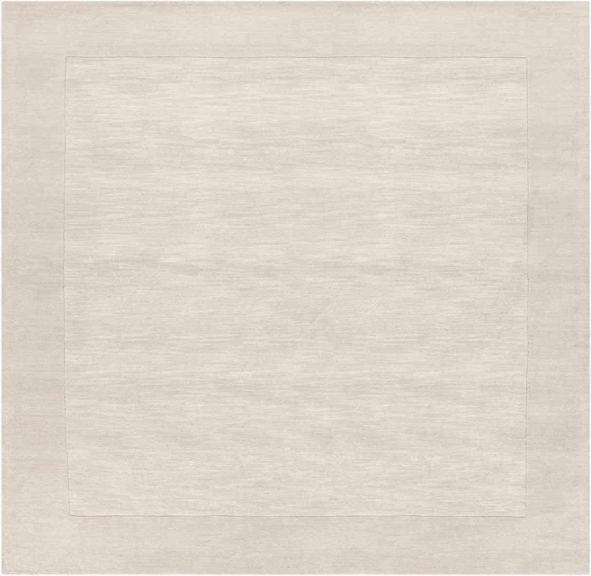 Bordered Solid Beige Cream Wool Rug