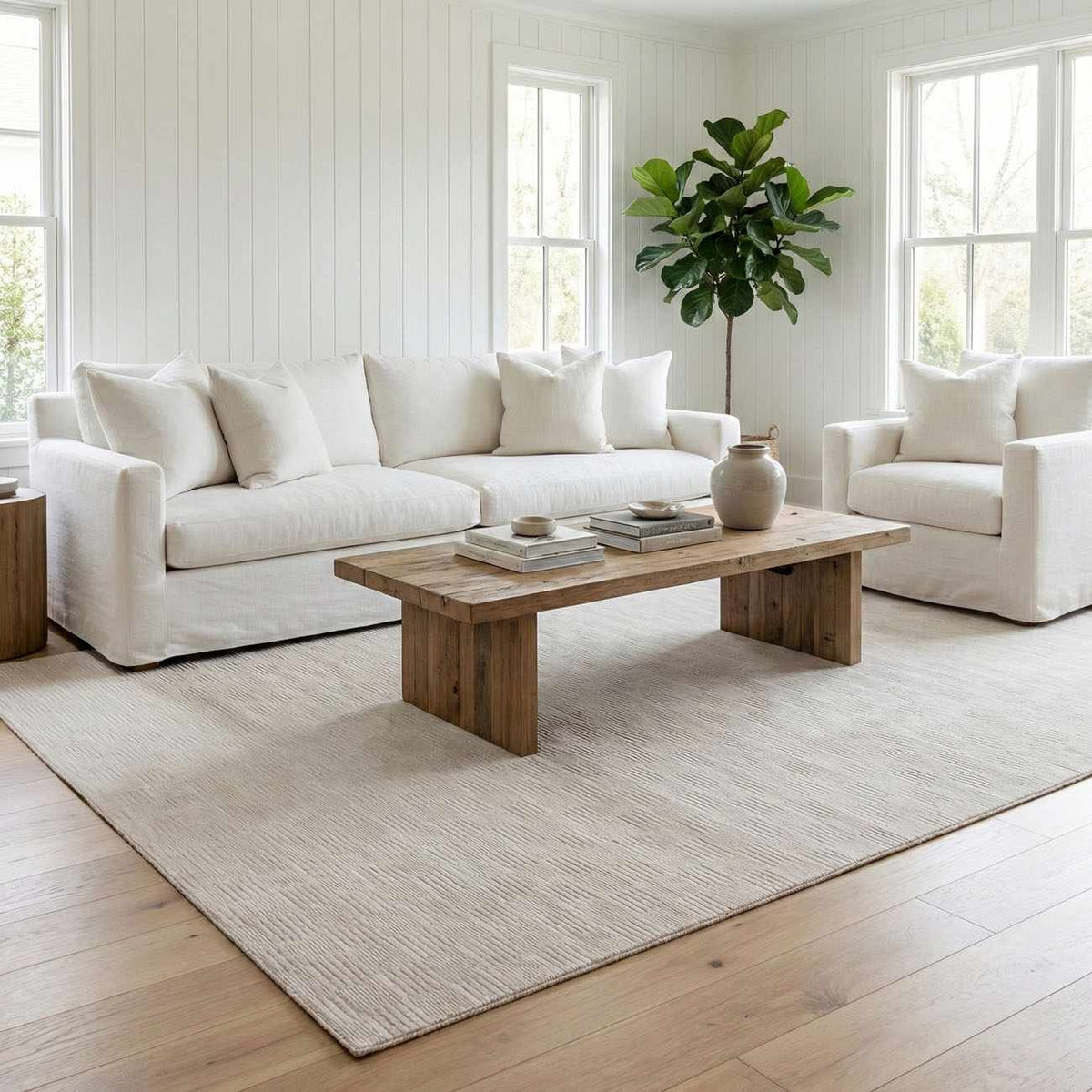 Kazuma Cream Checkered Washable Area Rug