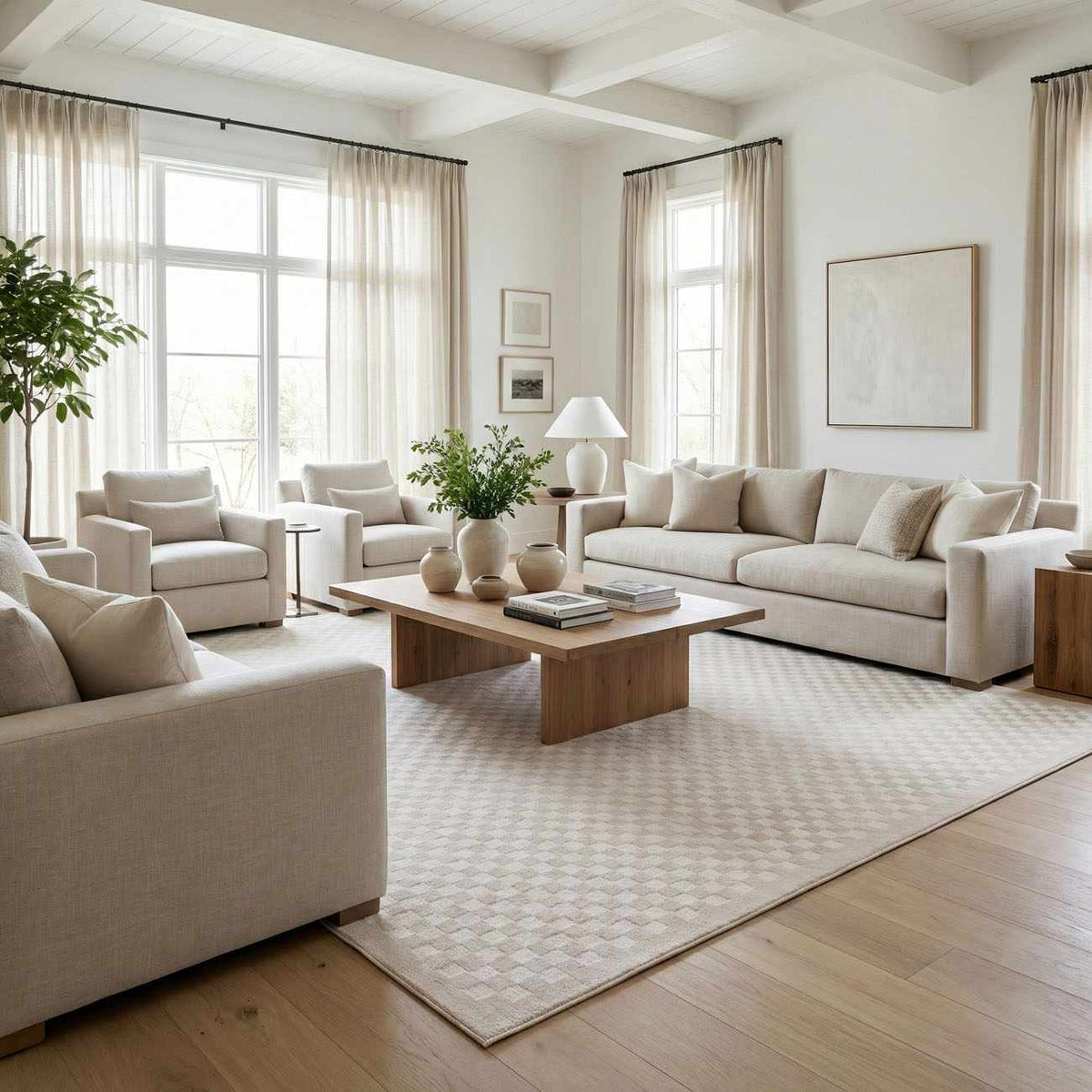Gaiwan Cream Washable Area Rug