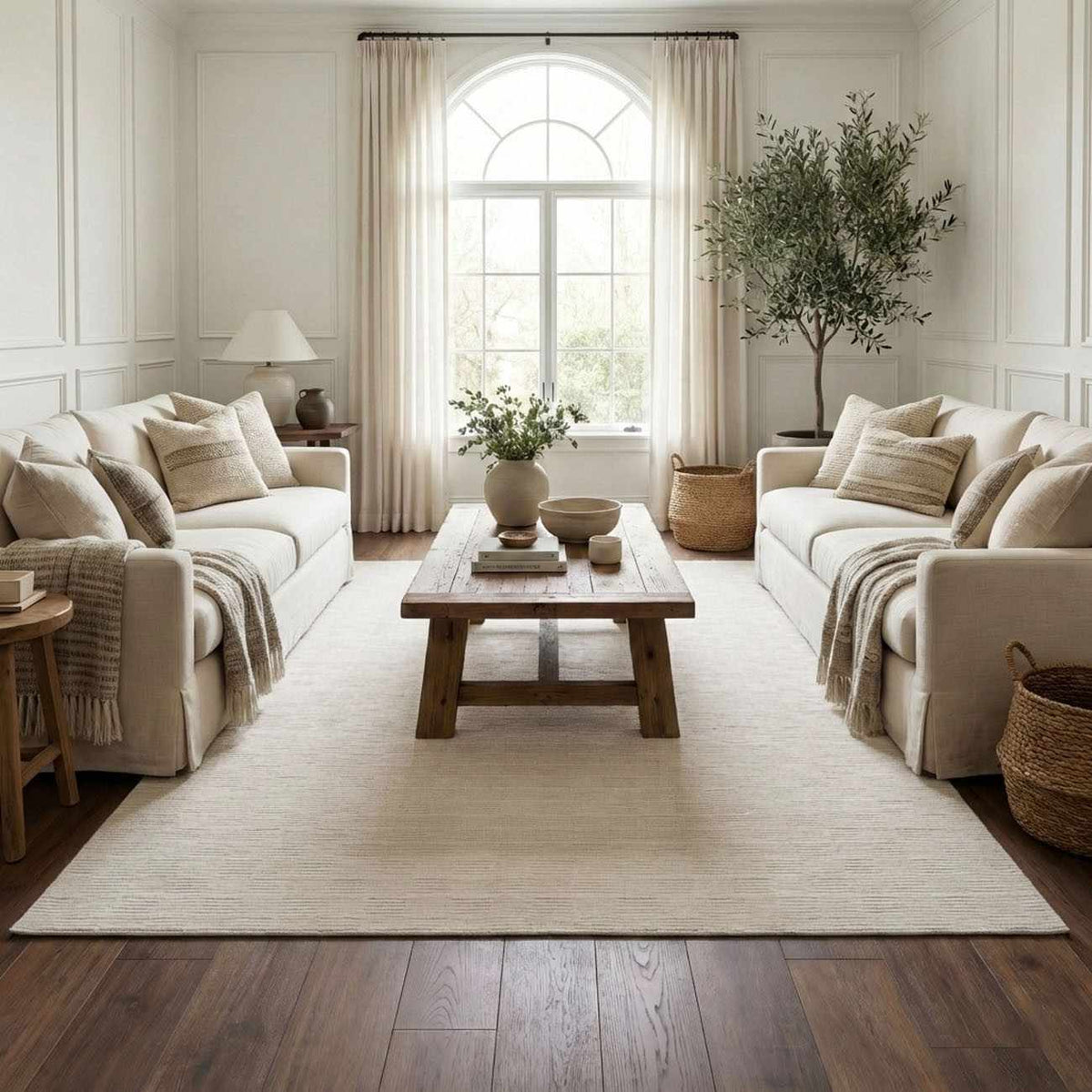 Kazuma Cream Checkered Washable Area Rug