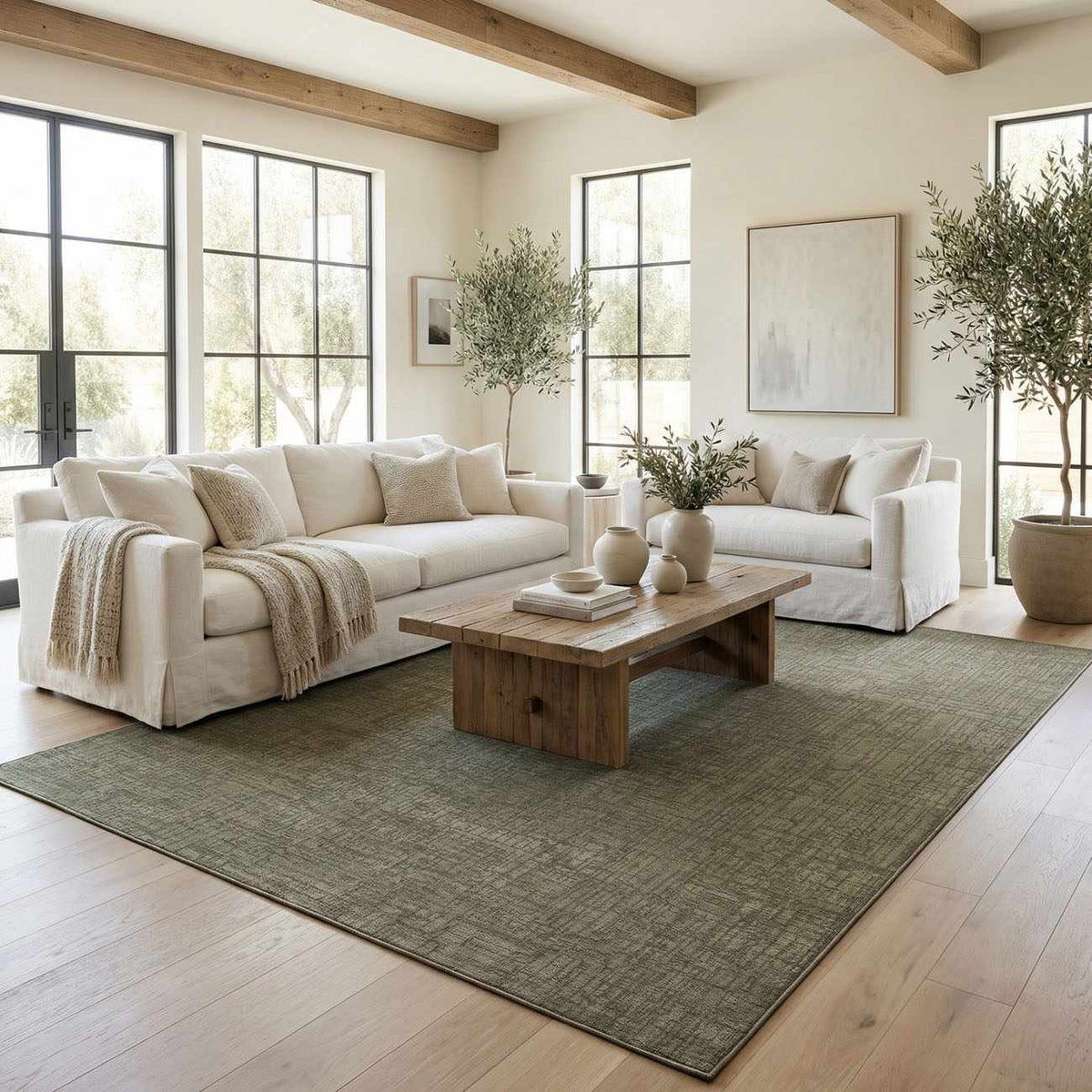 Leanna Green Washable Area Rug